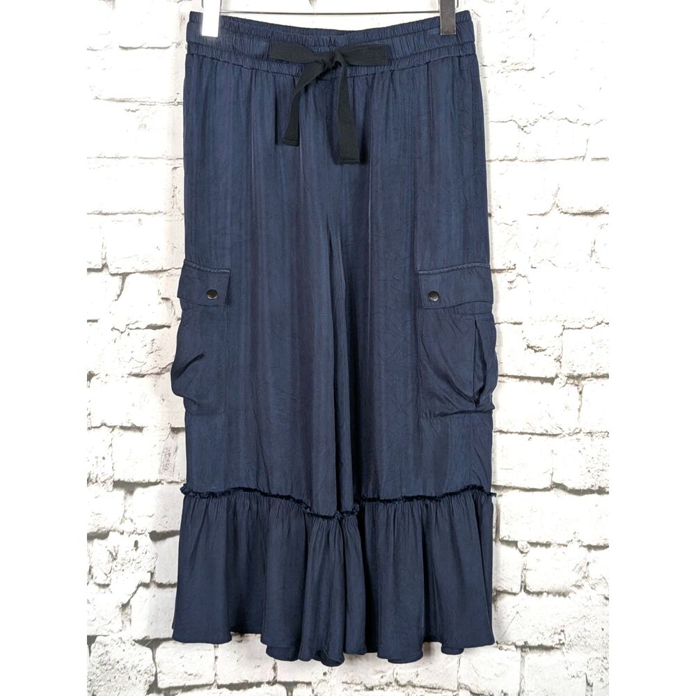 CINQ A SEPT Prisilla Ruffle Hem Cargo Cropped Pants Whimsical Ren Faire *M/L